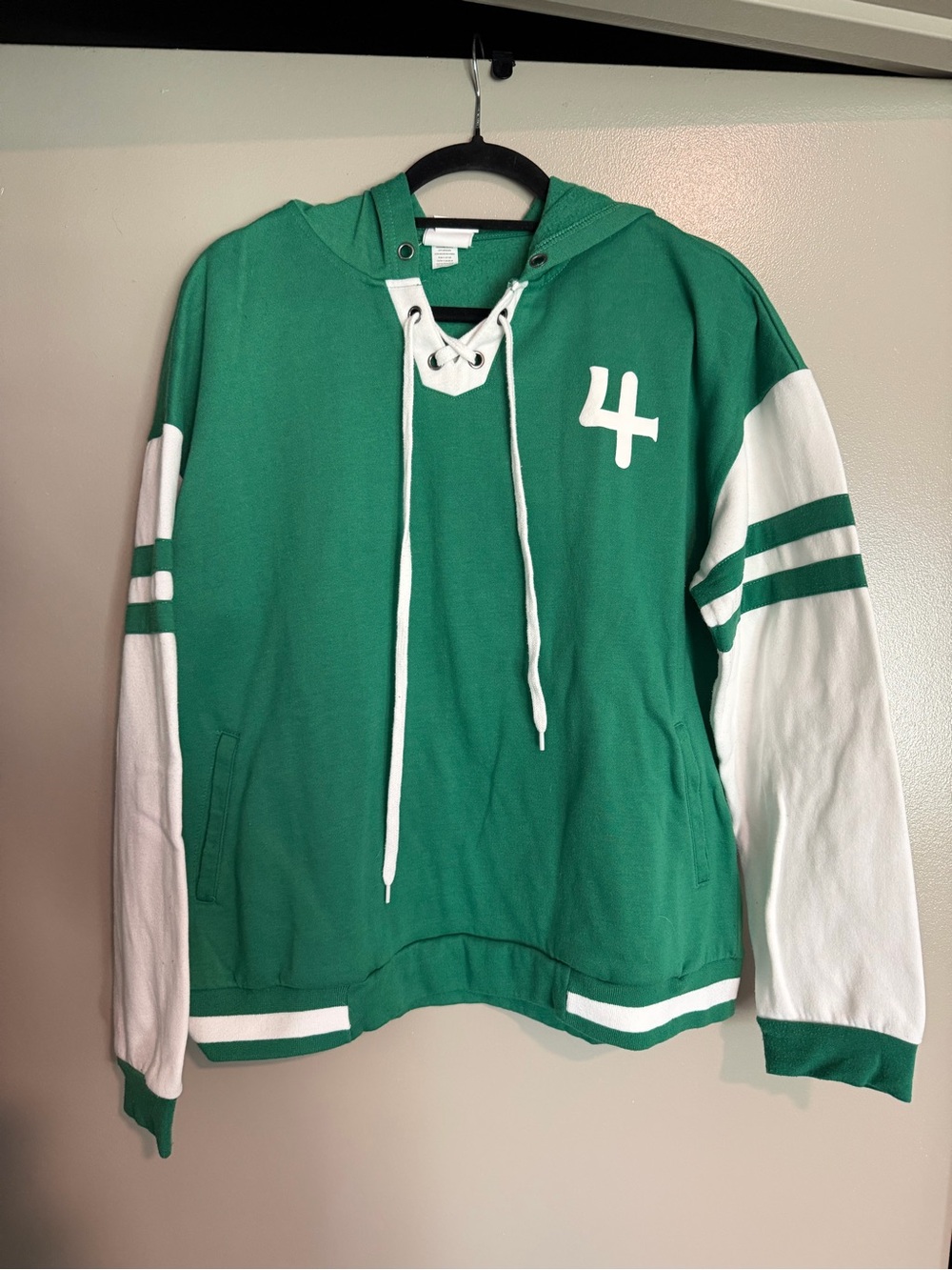 Sailor Jupiter Green Lace-Up Pullover Hoodie with White Sleeve Stripes